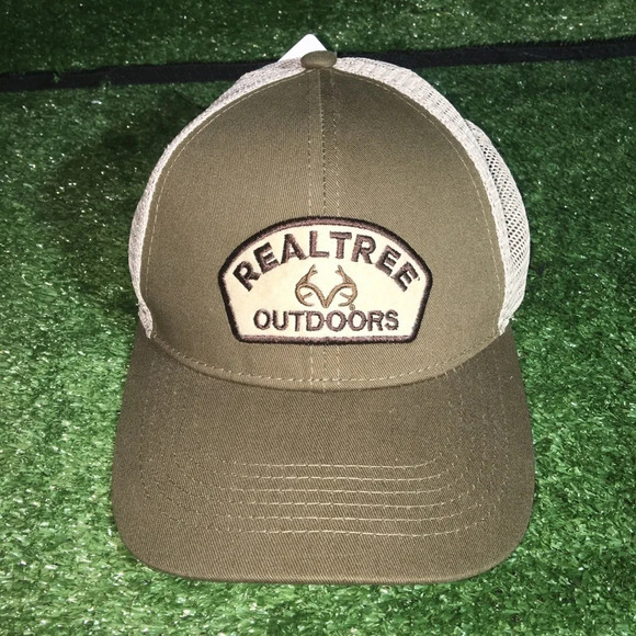 NWT RealTree Mesh SnapBack Hat Green neutrals earthtones outdoor hunting hiking - Picture 1 of 4